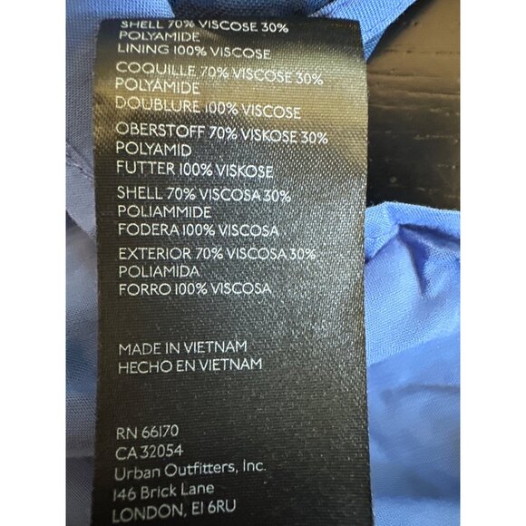 Anthropologie Blue & Black Velvet Floral Short-Sleeve Dress Open Back Size 14 - Picture 7 of 7